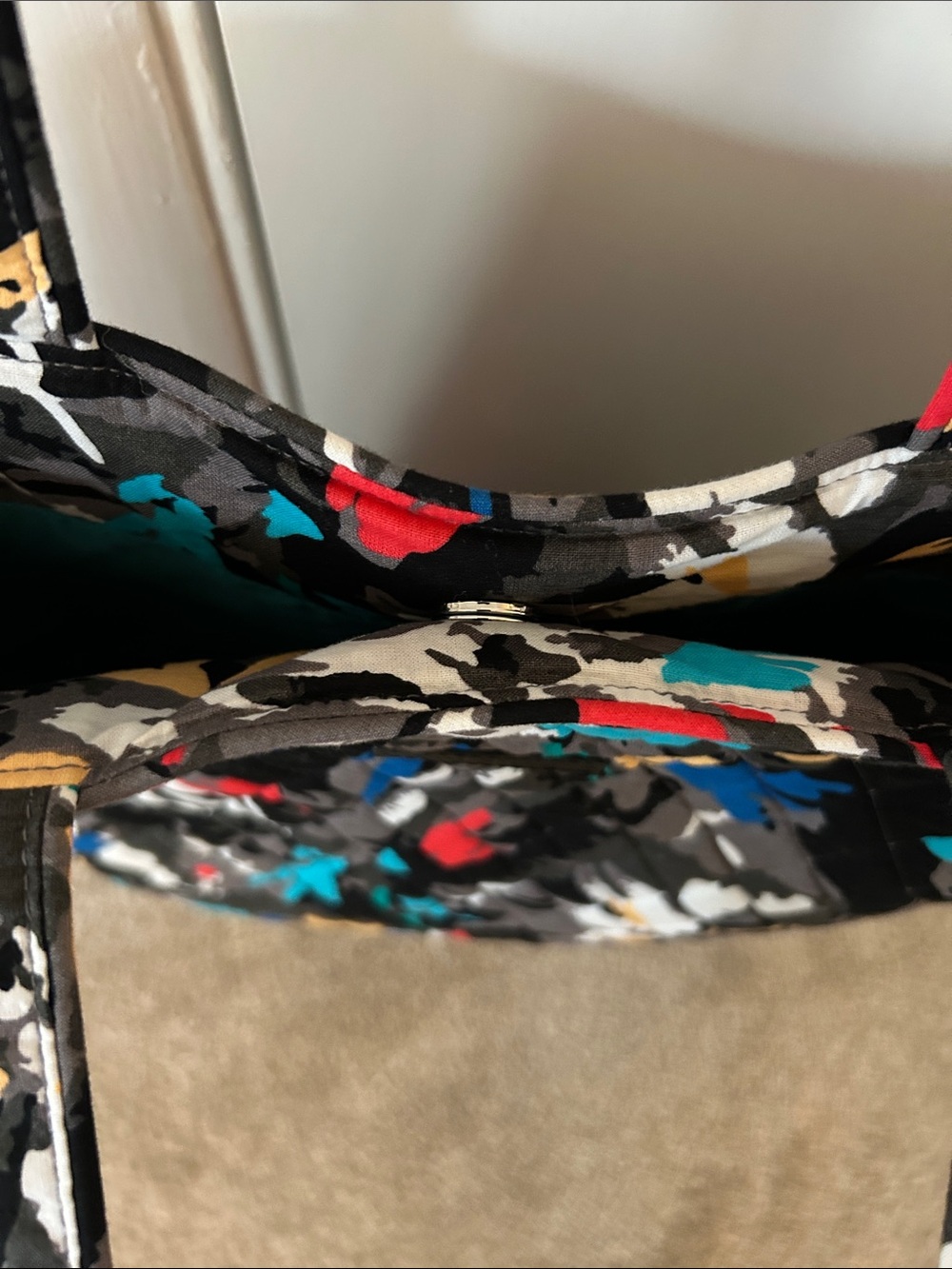 Quilted Floral Print Tote Bag in Black Multi - Picture 2 of 4